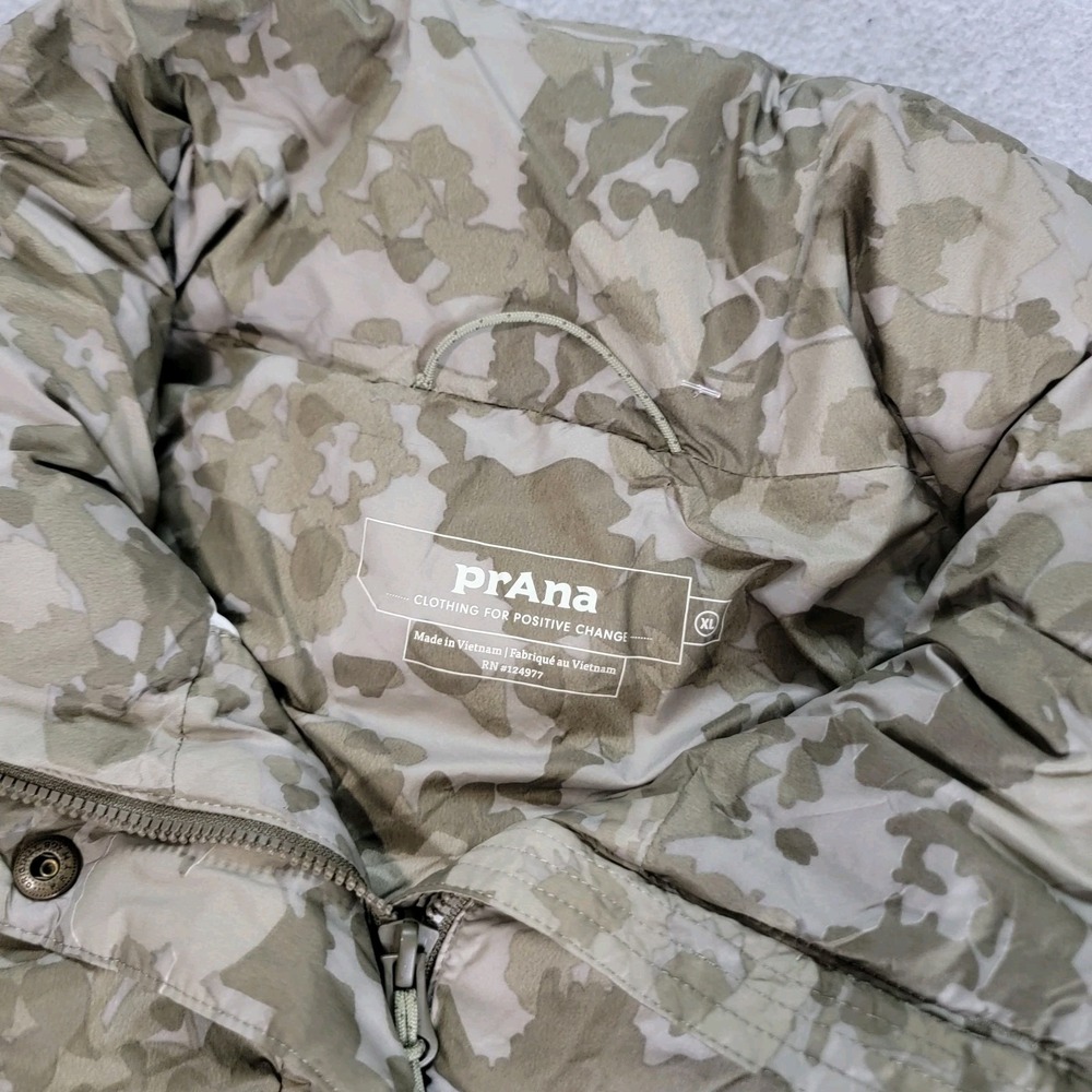 Women's Puffer Vest Prana Goose Down Size XL Camo Green Duck Fill Outdoors